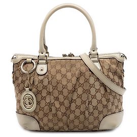 Borsa Sukey in tela GG Gucci bianca