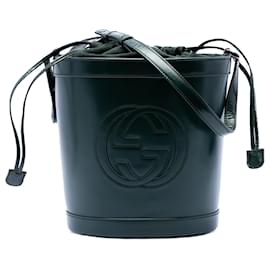 Borsa G Bucket in pelle di vitello intrecciata verde Gucci