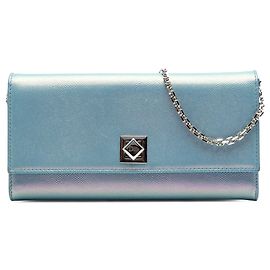 Borsa a tracolla e crossbody con catena Turn Me in pelle di vitello iridescente blu Dior