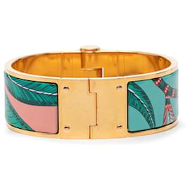 Gold Hermès Wide Savana Dance Charniere Hinged Bracelet