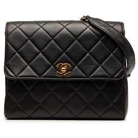 Borsa a tracolla Chanel Small Square Quilted Lambskin Straight Single Flap nera