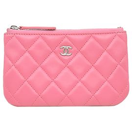 Pink Chanel CC gestepptes Lammleder Pouch