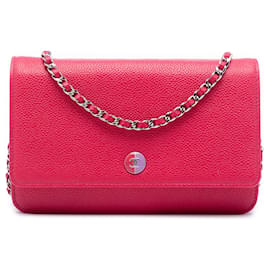 Borsa a tracolla Chanel Caviar Bicolor CC Wallet On Chain rosa