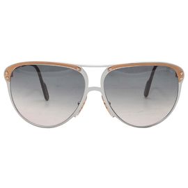 Autre Marque Grey & Gold Alpina Metal Aviator Sunglasses
