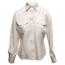 Top de seda blanco de manga larga con botones Gucci Talla IT 38