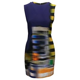 Vestido sin mangas con estampado abstracto azul y multicolor Dries Van Noten Talla EU 36