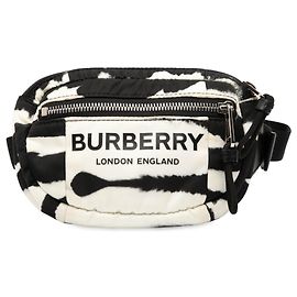 Borsa a tracolla Burberry bianca con stampa zebra in nylon e logo Cannon