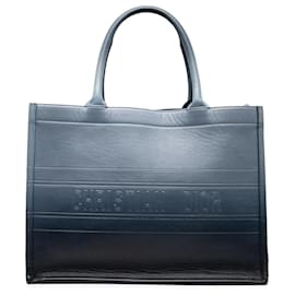 Book Tote in pelle blu con rilievo Ombre Dior, misura Medium