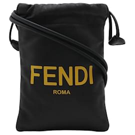 Schwarze Fendi Nappa Logo-Handytasche