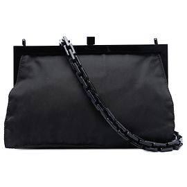 Borsa a tracolla con catena Prada Tessuto Kisslock Frame nera
