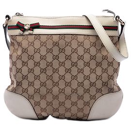 Borsa a tracolla Gucci GG Canvas Web beige