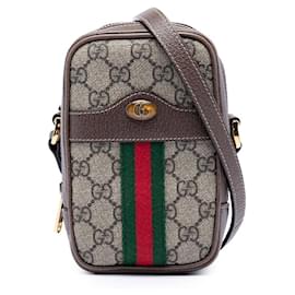 Gucci GG Supreme Web Ophidia Double Zip Umhängetasche Beige