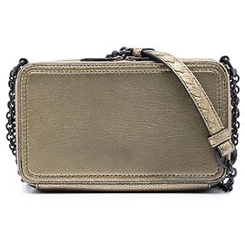 Borsa a tracolla in pelle metallizzata con finiture Intrecciato Bottega Veneta Gold
