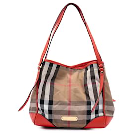 Tote Burberry Small House Check Canvas Bridle Canterbury marrone