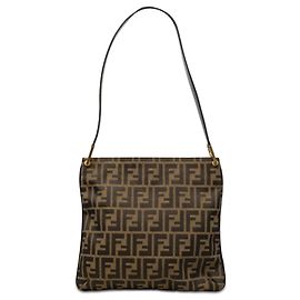 Borsa a tracolla in tela Zucca marrone Fendi