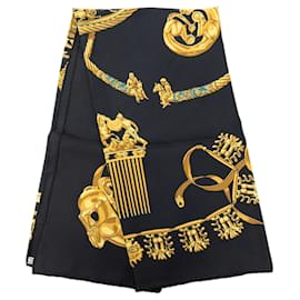 Sciarpa in seta Hermès Les Cavaliers d Or 90 nera