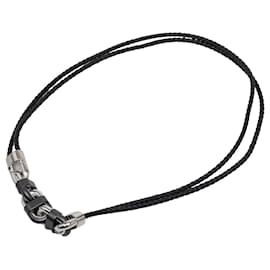 Black Hermès Swift Chaine Maillon Double Tour Costume Necklace