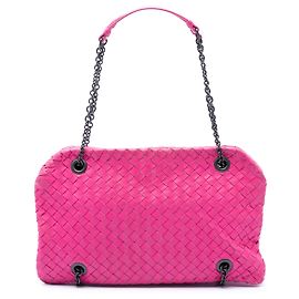 Borsa a tracolla Duo in nappa Intrecciato rosa Bottega Veneta