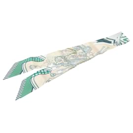 Pañuelo Twilly de seda Hermès Bouquets Sellier verde