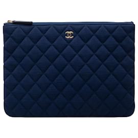 Clutch in Jersey Trapuntato Blu Chanel Medium