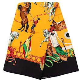Sciarpa in seta Hermès 90 Yellow Real Escuela Andaluza del Arte Ecuestre