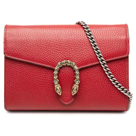 Borsa a tracolla Dionysus in pelle di vitello rossa Gucci con catena
