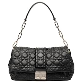 Borsa a tracolla Dior in agnello Cannage New Lock nera