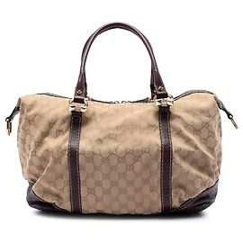 Borsa Boston Gucci GG Canvas Horsebit Nail Beige