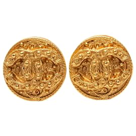 Orecchini a clip rotondi Chanel CC placcati oro