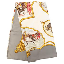 Foulard in seta Hermès Les Chevaux des Moghols 90 bianco