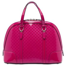 Piccola borsa satchel Gucci Small Microguccissima in vernice rosa