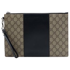 Pochette/Clutch con zip Gucci GG Supreme beige