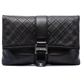 Clutch Grip in agnello trapuntato nero Chanel