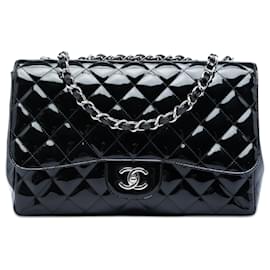 Borsa a tracolla Chanel Jumbo Classic Patent Single Flap nera