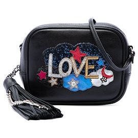 Borsa a tracolla Black Saint Laurent Mini Embroidered Nappa Love Blogger Camera Bag
