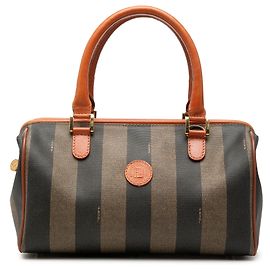 Borsa Boston in tela rivestita Pequin marrone Fendi