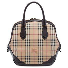Borsa bowling Orchard in tela rivestita con motivo Haymarket Check beige Burberry Medium