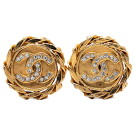 Orecchini a clip Chanel CC placcati oro e strass