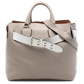 Burberry Marais Gürteltasche aus zweifarbigem Leder in Grau, Größe Medium