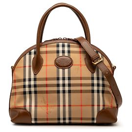 Borsa satchel in tela Burberry Haymarket Check beige
