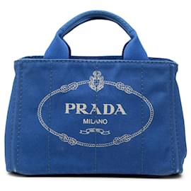 Piccola borsa Prada in tela Canapa blu con logo
