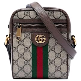 Borsa a tracolla Gucci Mini GG Supreme Web Ophidia beige