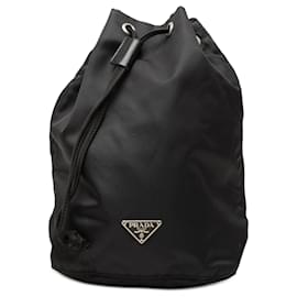 Borsa bucket con coulisse Prada Tessuto nero