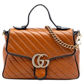 Borsa Gucci Small GG Marmont Matelasse in pelle Torchon marrone
