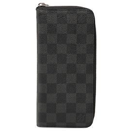 Vertikaler Zippy Wallet aus schwarzem Damier Graphite Louis Vuitton