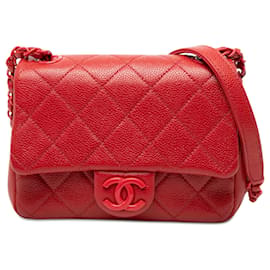 Borsa a tracolla Chanel Mini Square Caviar Incognito Flap rossa