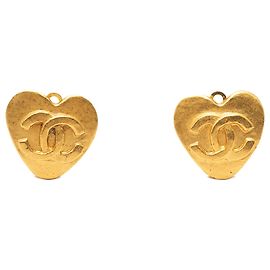 Gold Chanel CC Herz Clip-Ohrringe vergoldet