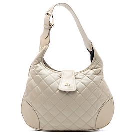 Borsa hobo Burberry Brooke in nylon trapuntato marrone