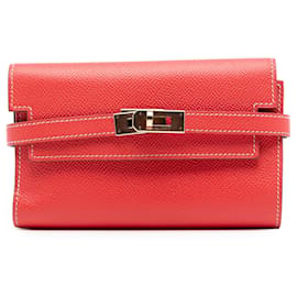 Cartera larga Kelly Depliant en Epsom rojo Hermès
