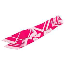 Foulard in seta rosa Hermès Les Coupes Tattoo Twilly